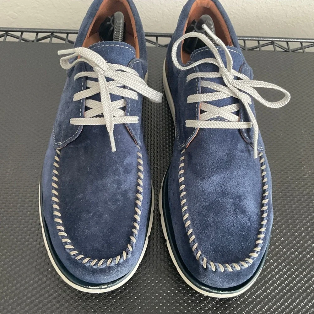 Clarks Artisan Mens Navy Suede Moc Toe Lace Up Shoes 10.5 261317317095